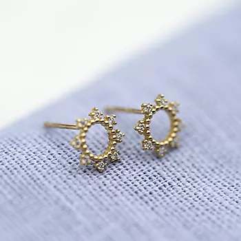 Bilde nummer 3 av Pan Jewelry, Øredobber i 585 gult gull med zirkonia og sirkel