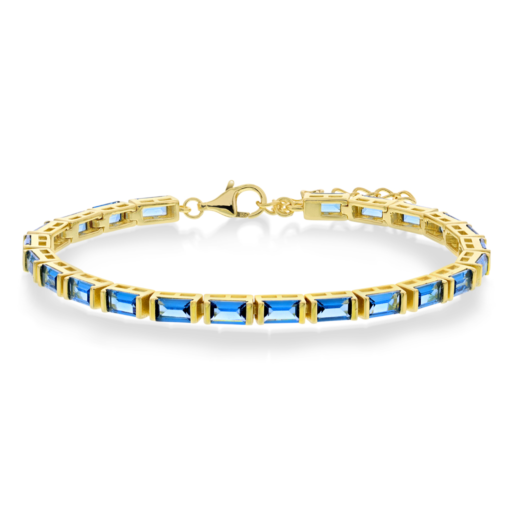 Janne Formoe by Pan Jewelry, Armbånd i forgylt 925 sølv med blå zirkonia