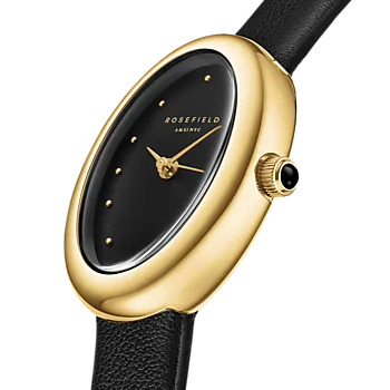 Bilde nummer 3 av Ovale dameklokke i stål med sort rem