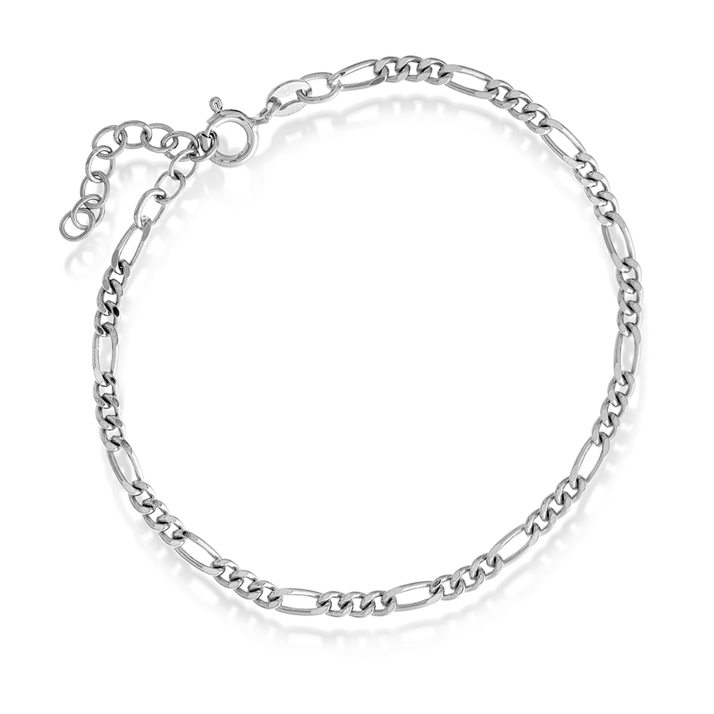 Pan Jewelry, Figaro armbånd i rhodinert 925 sølv, 19 cm