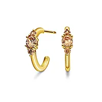 Pan Jewelry, Rio Radiance øredobber i forgylt 925 sølv med champagne zirkonia