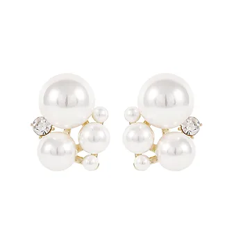 ICON øredobber i forgylt messing med perler