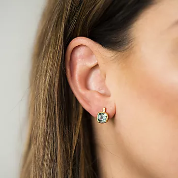 Bilde nummer 4 av Pan Jewelry, Øredobber i forgylt 925 sølv med grønn zirkonia