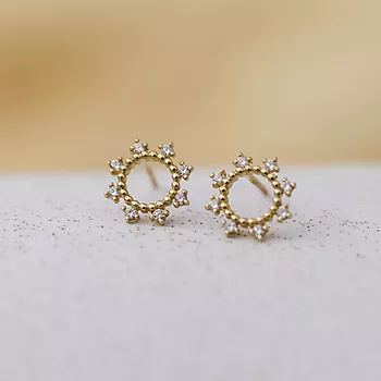 Bilde nummer 4 av Pan Jewelry, Øredobber i 585 gult gull med zirkonia og sirkel