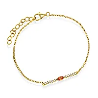 Pan Jewelry, Armbånd i forgylt 925 sølv med champagnefarget zirkonia