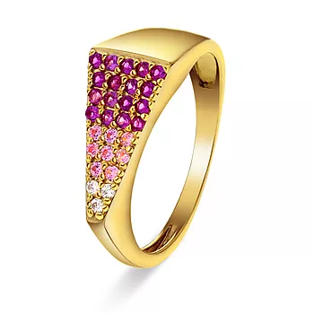 Janne Formoe by Pan Jewelry, Ring i forgylt 925 sølv med rosa og hvite zirkonia
