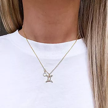 Bilde nummer 2 av Pan Jewelry, Smykke i 925 forgylt sølv med zirkonia og horoskop Tvillingene