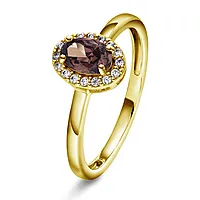Pan Jewelry, Athens Charm ring i forgylt 925 sølv med brun zirkonia
