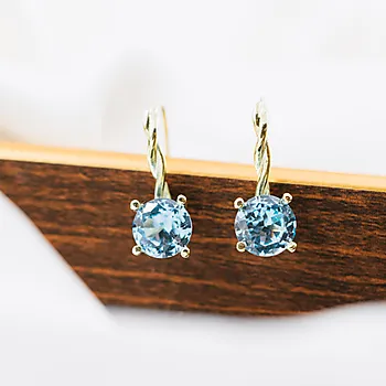 Bilde nummer 3 av Pan Jewelry Drops, Øredobber i 585 gult gull med syntetisk Akvamarin