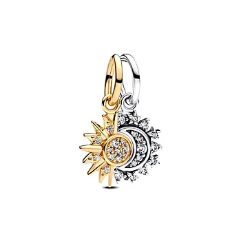 Pandora Moments, Charms i 925 forgylt sølv med måne og sol