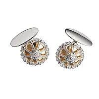 Mansjettknapper i 830 hvitt og forgylt sølv