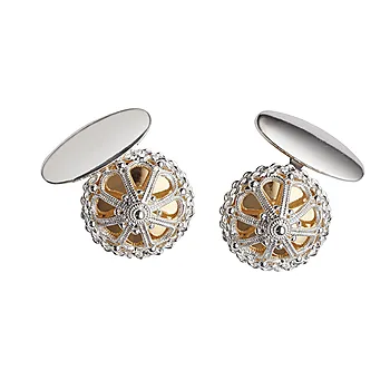 Mansjettknapper i 830 hvitt og forgylt sølv