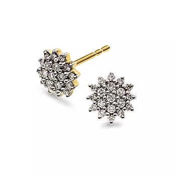 Pan Jewelry, Øredobber i 585 gult gull med rosett og diamanter 0,25 ct