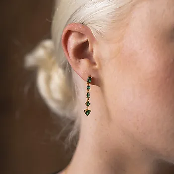 Bilde nummer 3 av Pan Jewelry, Viva Vegas øredobber i forgylt 925 sølv med grønn zirkonia
