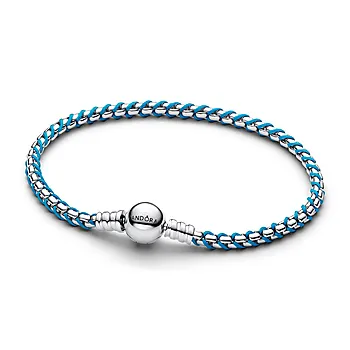 Pandora Moments, Armbånd i 925 sølv med turkis tekstilsnor