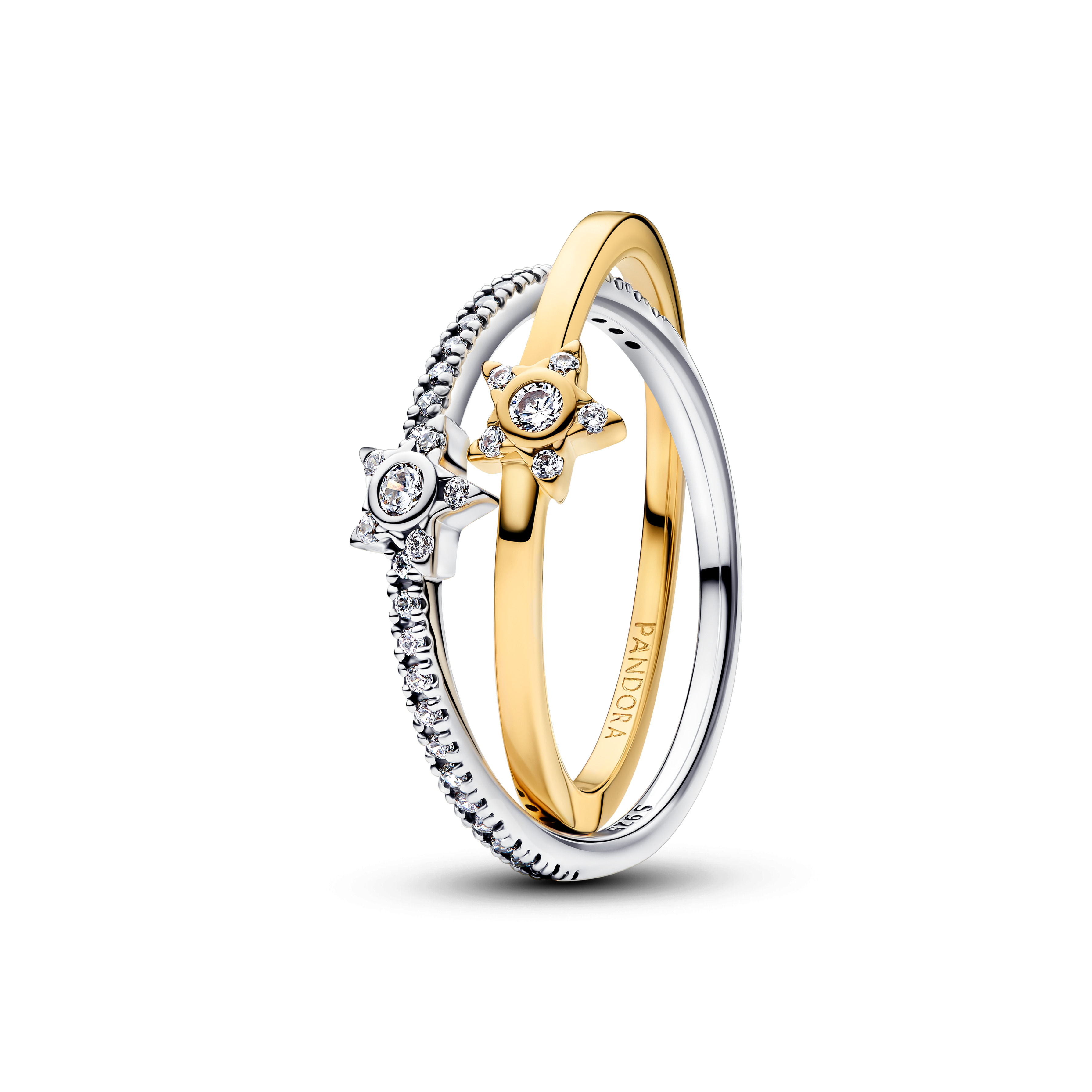 Stella 2-i-1 ring i 925 sølv med stjerner, str 56