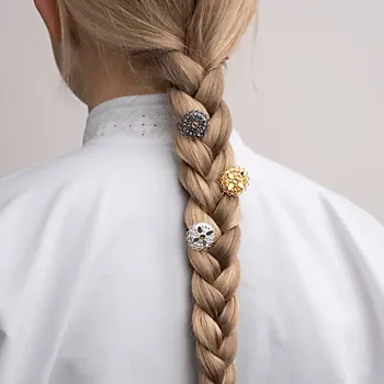 Bilde nummer 2 av Hårnål i 830 hvitt sølv med olivengrønn sten