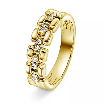 Pan Jewelry, Ring i forgylt 925 sølv med zirkonia