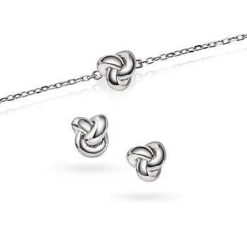 Pan Jewelry, Smykkesett med øredobber og armbånd i 925 sølv med knute