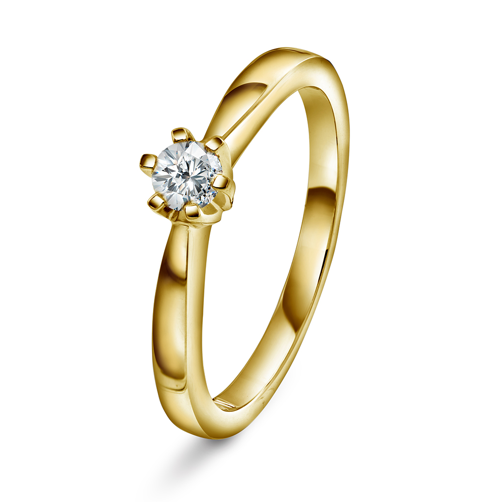 Olivia diamantring i 585 gult gull 0,15 ct