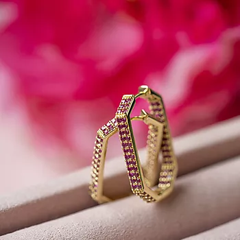 Bilde nummer 4 av Janne Formoe by Pan Jewelry, Øreringer i 925 forgylt sølv med rosa zirkonia