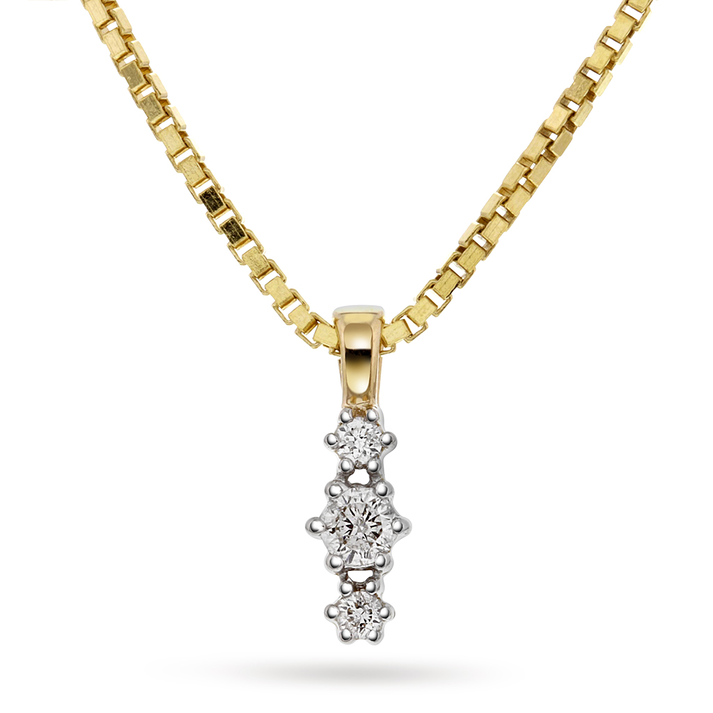 Nora smykke i 375 gult gull med diamanter 0,08 ct