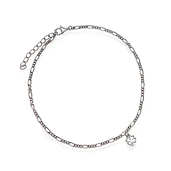 Pan Jewelry, Ankelkjede i 925 sølv med firkløver, 25 cm