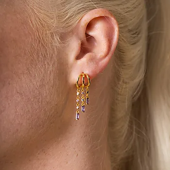 Bilde nummer 2 av Pan Jewelry, Rio Radiance øredobber i forgylt 925 sølv med lilla zirkonia