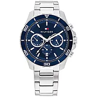Tommy Hilfiger, Jordan herreklokke med sølvfarget stålrem og kronograf