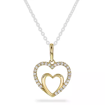 Pan Jewelry, Anheng i 585 gult gull med hjerte og zirkonia