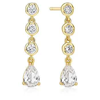 Øredobber i 925 forgylt sølv med zirkonia
