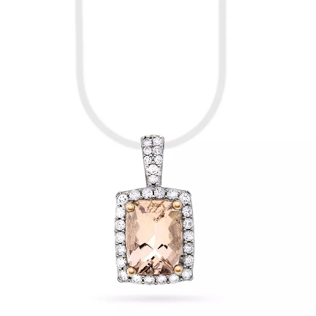 Jacqueline anheng i 375 roségull med diamanter 0,20 ct med morganitt
