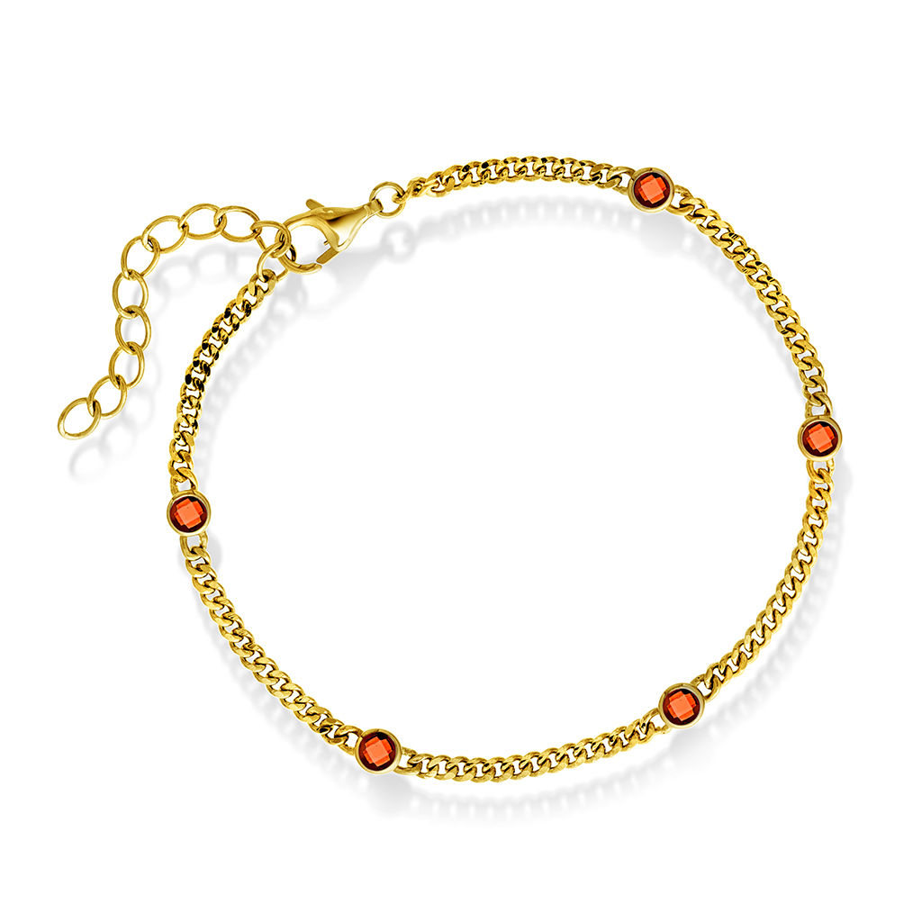 Pan Jewelry, Armbånd i forgylt 925 sølv med orange zirkonia