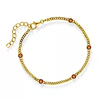 Pan Jewelry, Armbånd i forgylt 925 sølv med orange zirkonia