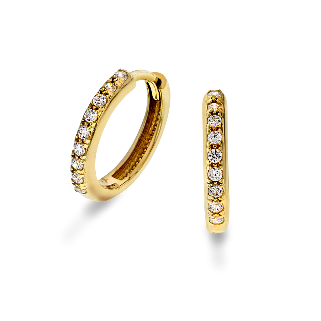 Pan Jewelry, Øreringer i 585 gult gull med zirkonia