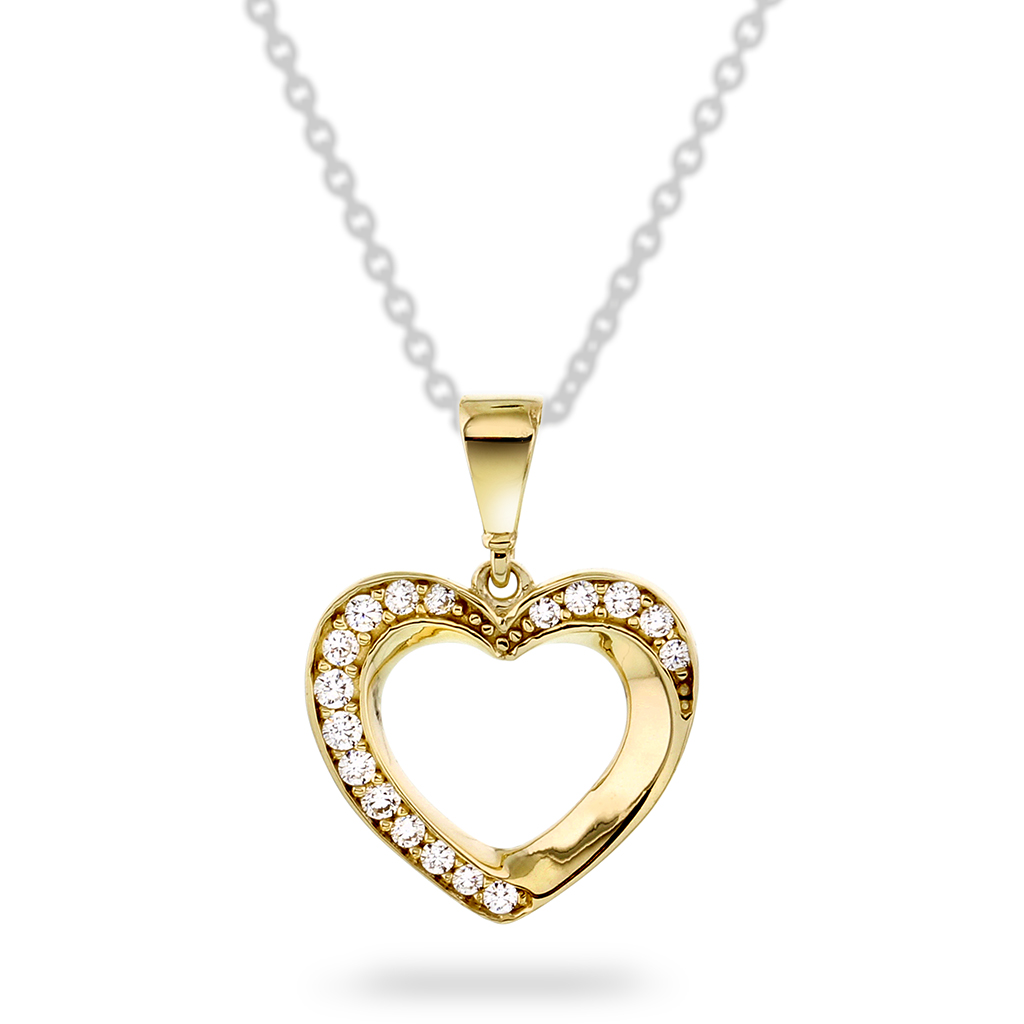 Pan Jewelry, Anheng i 585 gult gull med hjerte og zirkonia