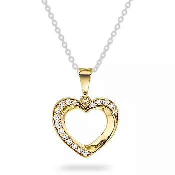 Pan Jewelry, Anheng i 585 gult gull med hjerte og zirkonia