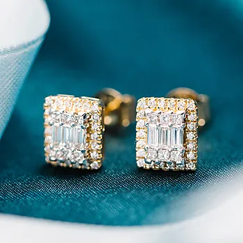 Bilde nummer 3 av Elizabeth øredobber i 585 gult gull med diamanter 0,50 ct