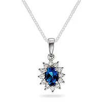 Gold Collection, Anheng i 585 hvitt gull med diamanter 0,24 ct og safir