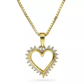 Sophia smykke i 375 gult gull med diamanthjerte 0,15 ct