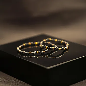 Bilde nummer 3 av Alexander, Armbånd i stål med sort agat og tigerøye