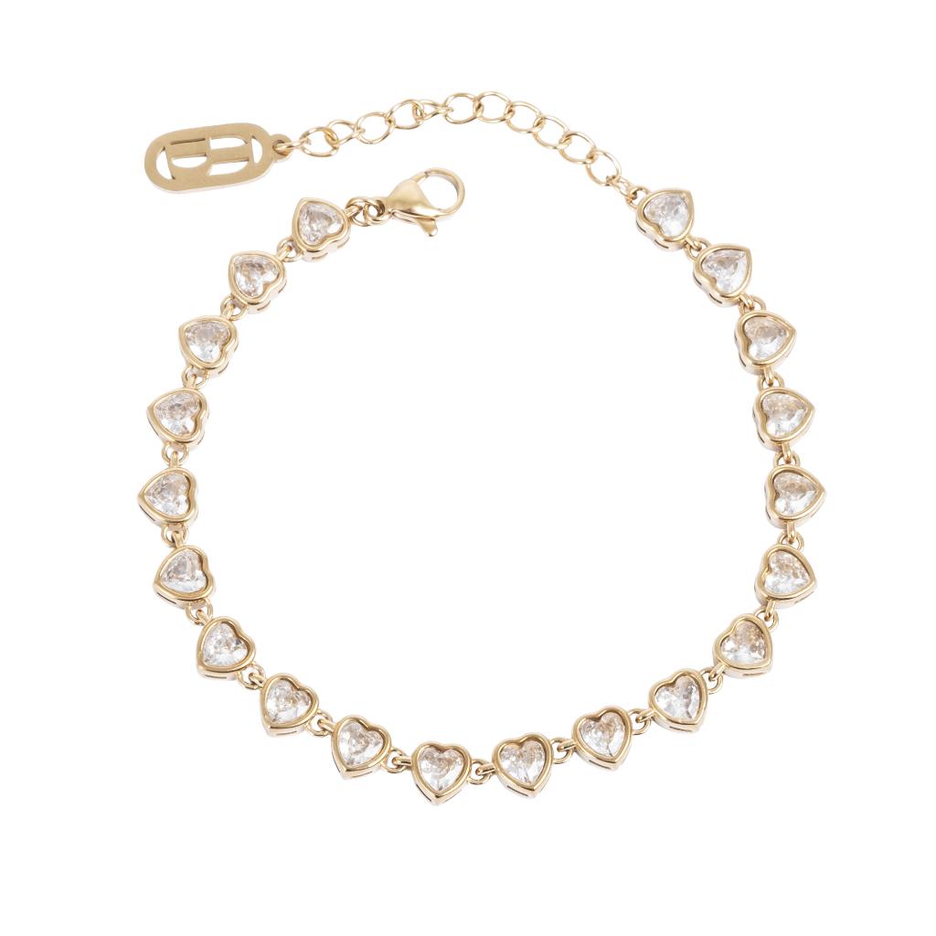 Love Hearts armbånd i forgylt stål med hjerter