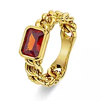 Pan Jewelry, Ring i forgylt 925 sølv med orange zirkonia