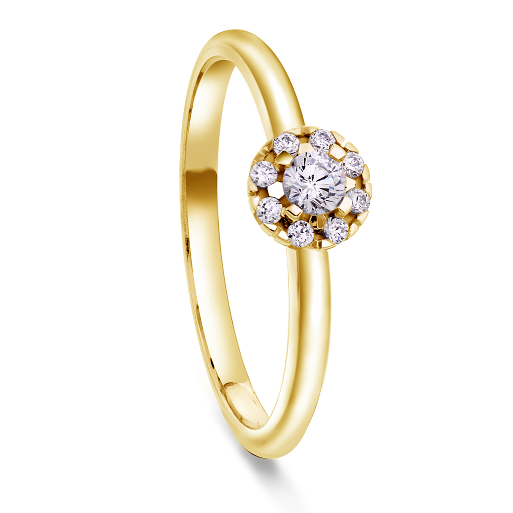 Moments by Pan Jewelry, Diamantring Bliss i 585 gult gull 0,20 CT | 2 mm bredde