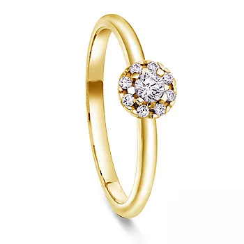 Moments by Pan Jewelry, Diamantring Bliss i 585 gult gull 0,20 CT | 2 mm bredde