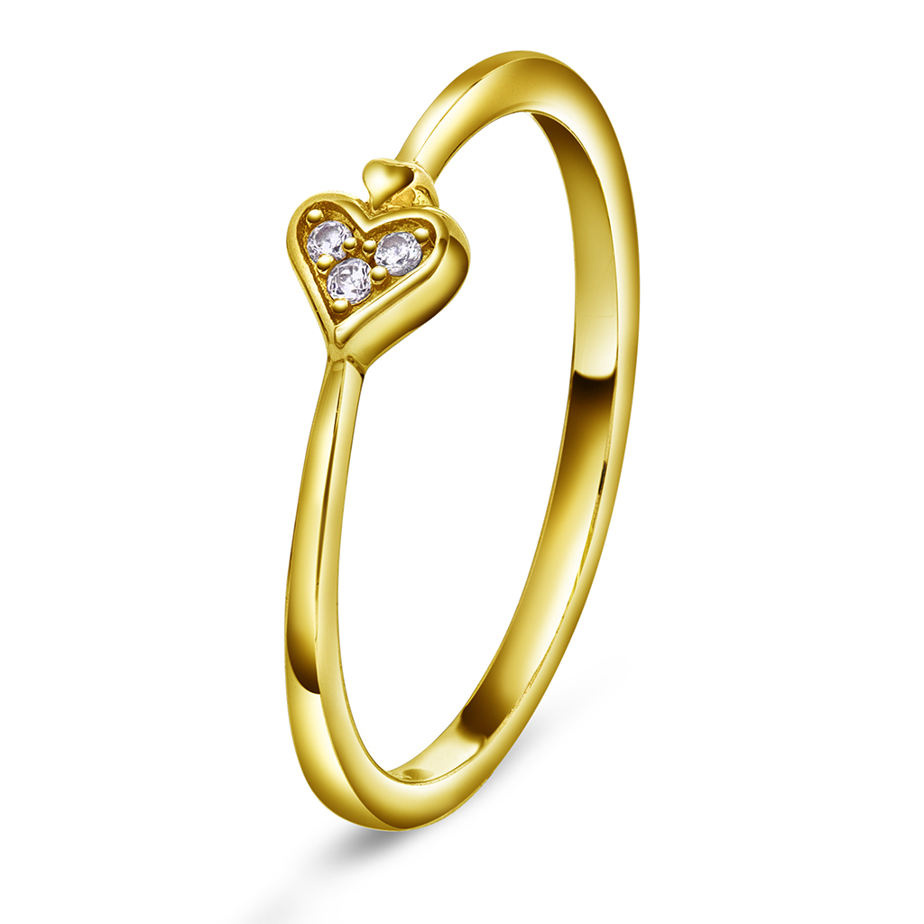 Pan Jewelry, Ring med hjerte og zirkonia i forgylt 925 sølv