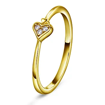 Pan Jewelry, Ring med hjerte og zirkonia i forgylt 925 sølv