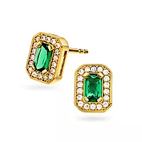 Pan Jewelry, Øredobber i forgylt sølv med grønn zirkonia