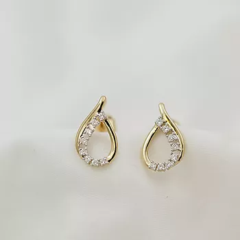 Bilde nummer 2 av Pan Jewelry, Øredobber i 585 gult gull med diamanter og dråpeform 0,15 ct