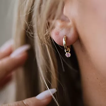 Bilde nummer 2 av Pan Jewelry, Øreringer i 925 forgylt sølv med rosa zirkonia